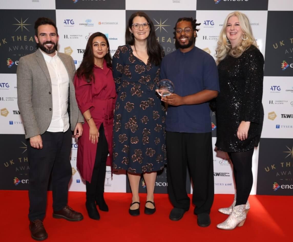 From left: Rob Lehmann, Director of Young Lyric; Kiran Dhillon-Bala, H&F GVEU; Amy Belson, Executive Director and Joint-CEO of Lyric Hammersmith Theatre; Adrian Gardner Young Talent Producer and Gemma Lightfoot, H&F GVEU