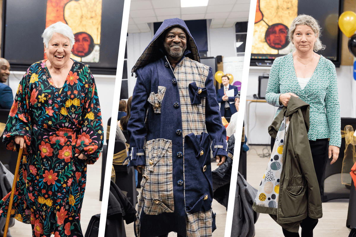 Macbeth Centre clothes making students showing off their designs in a fashion show