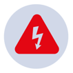 Red triangle with an arrow representing an electric charge
