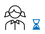 Line drawing of young girl with an egg timer