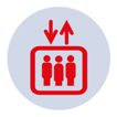 Graphic representation of a lift with 3 people in it.