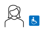 A line drawing of a young person and a disabled symbol