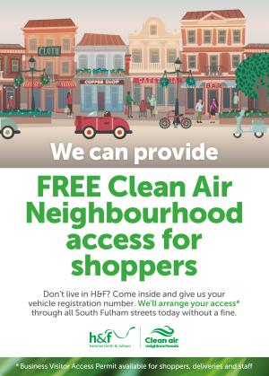 FREE Clean Air Neighbourhood access for shoppers poster