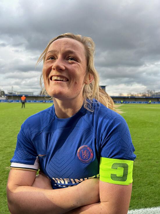 Erin Cuthbert wearing the Chelsea captain's armband. Picture: Tim Harrison