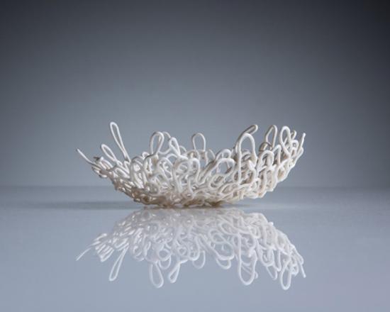 Porcelain piped bowl by Bryony Applegate