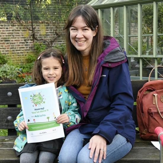 Avonmore primary pupil Adriana (left) with mother Erika (right)
