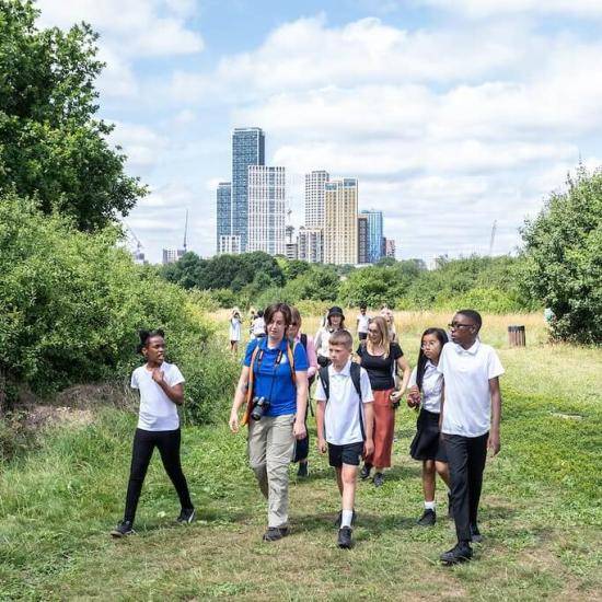 Old Oak primary pupils on a stroll through the Wormwood Scrubs nature reserve