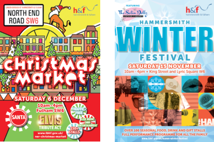 North End Road and Hammersmith Christmas market posters