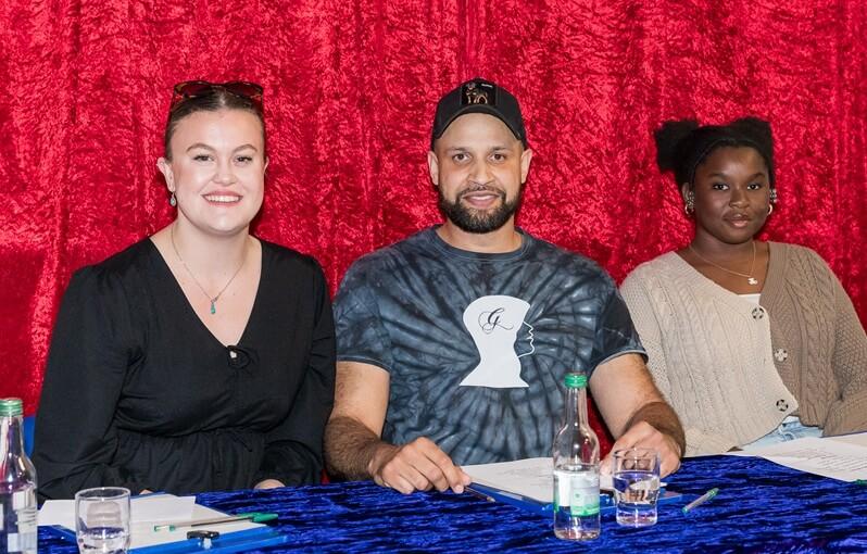 Pictured from left to right: Megan Snipp, Ty Paisley from the Ghost Dance Troupe and Amayi Brown, a former Wendell student.