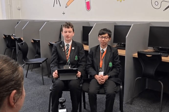 Fulham Cross pupils Peter Campbell (left) and Zwe Hten (right)