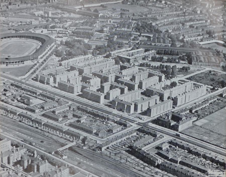 An ariel view of the White City estate from 1939