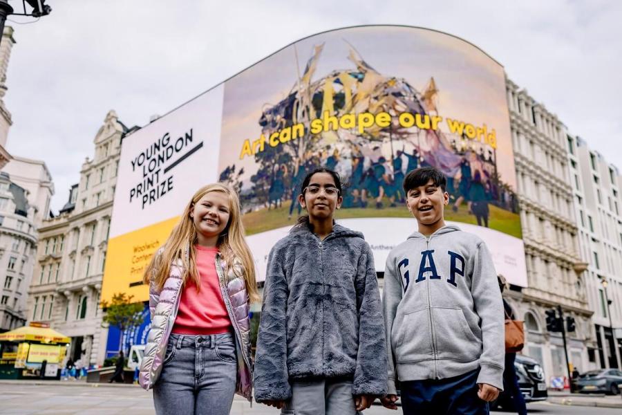 From left to right, Hanna Jelonkiewicz from Good Shepherd primary in Gayford Road, Shepherds Bush, overall winner Afsana Miah and Jayden, from St Thomas of Canterbury in Fulham.