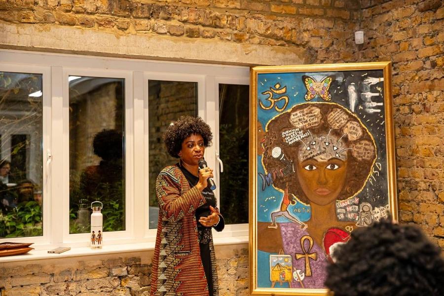Local artist and domestic abuse activist Amja unveiling the exhibition