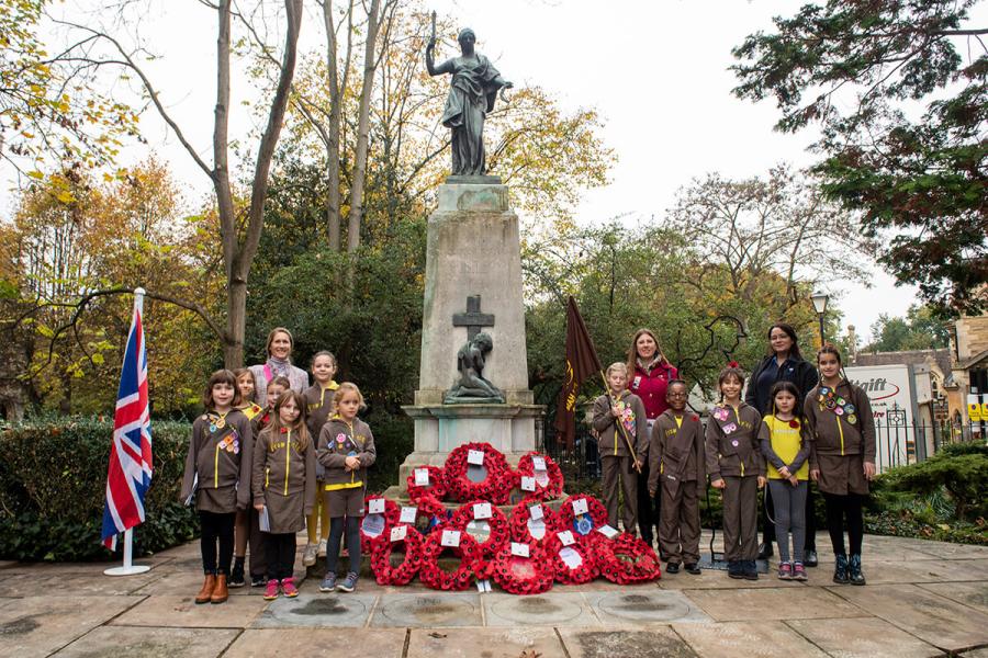 Remembrance Sunday service at Fulham War Memorial in 2022