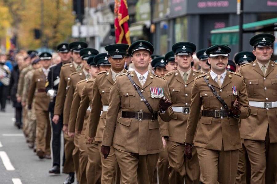 The Remembrance Sunday procession through Fulham in 2022