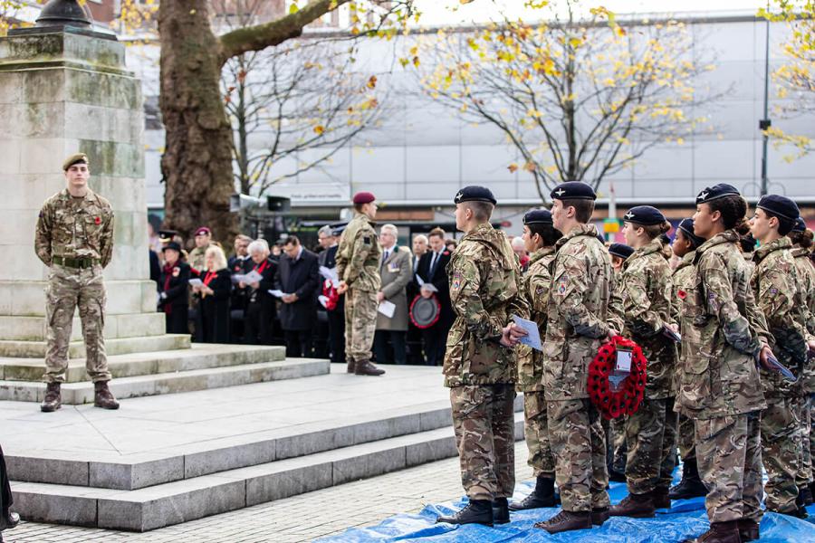 Remembrance Sunday service at Shepherds Bush War Memorial