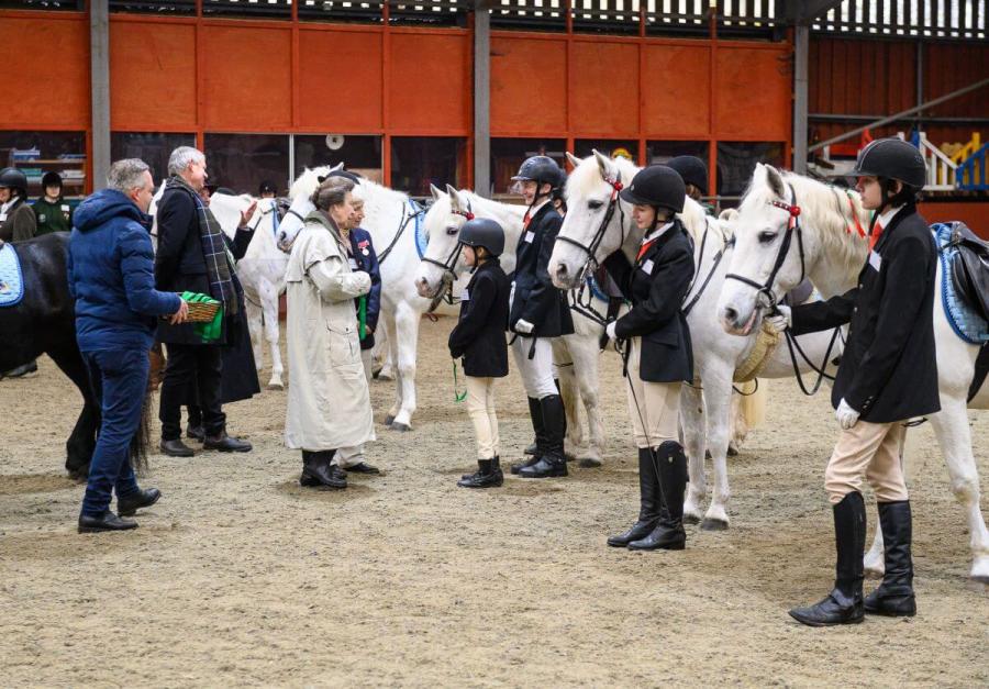 James Hick, CEO at the BHS, and HRH The Princess Royal meeting riding centre participants and horses