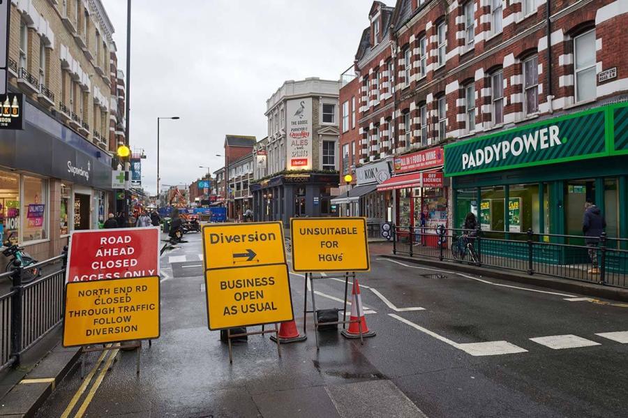 Diversions in operation on North End Road