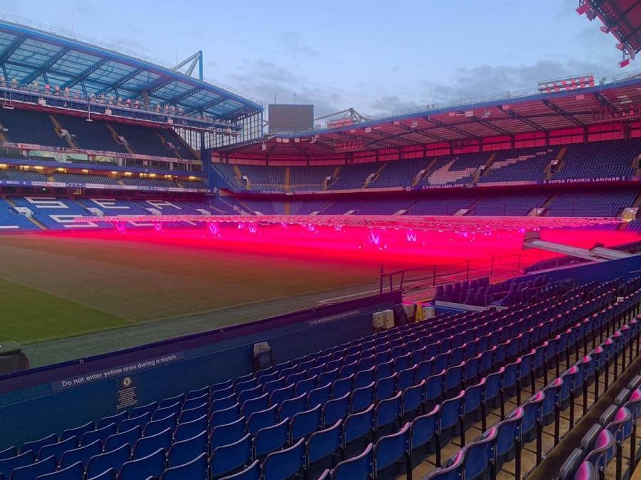 Stamford Bridge pitch under grow lights