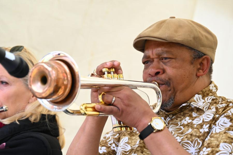 Musician performing on stage at 2023's Spring Fayre