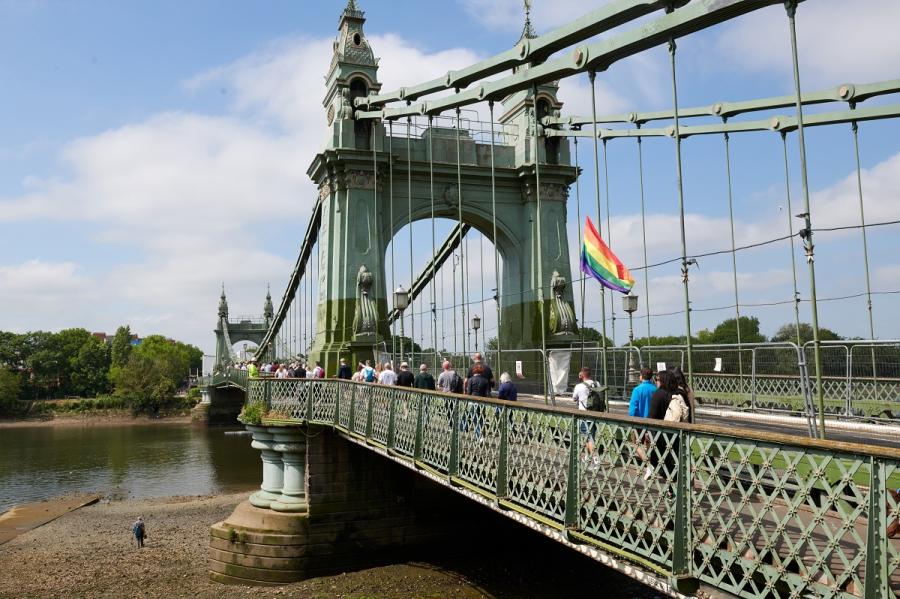 Pride Walk across Hammersmith Bridge – West London Queer Project.