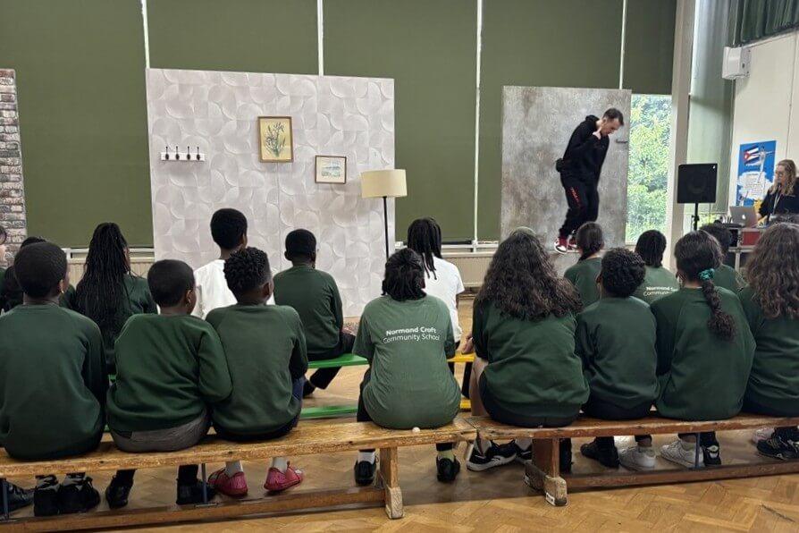 Lyric Hammersmith Theatre's travelling play at Normand Croft community school, Fulham