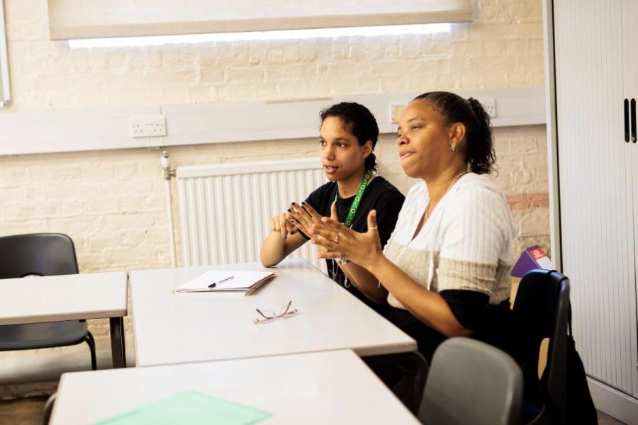 Students learning BSL in Alexia's class
