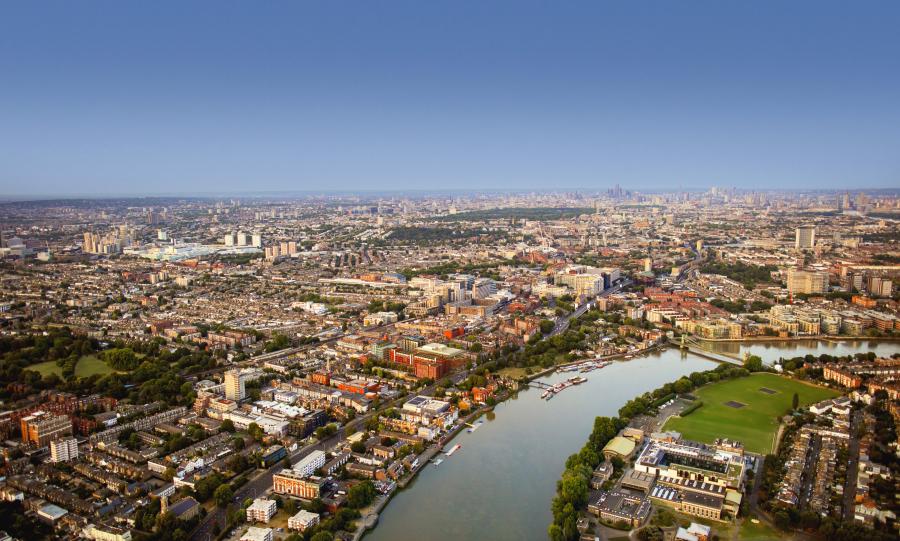 Aerial view of the borough of Hammersmith & Fulham