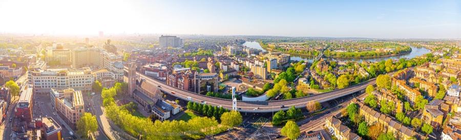 Panorama view across Hammersmith town centre
