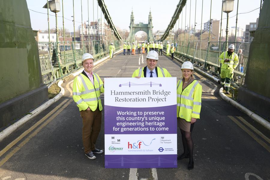 Representatives from the organisations involved in restoring Hammersmith Bridge