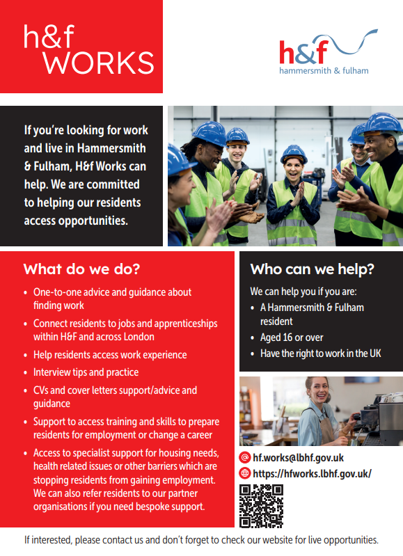 H&amp;F works flyer detailing what is written on the webpage