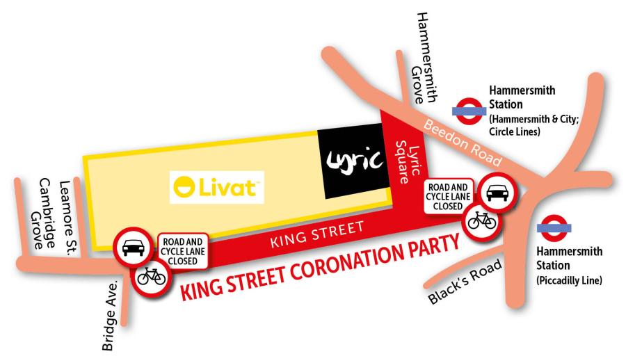 Map of King Street Coronation Party road closures