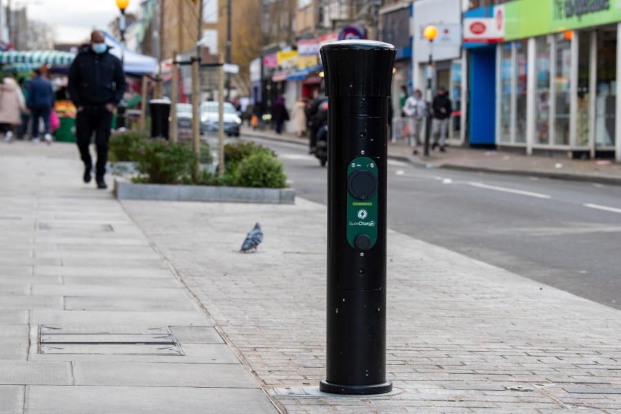 SureCharge electric vehicle charging point in North End Road, Fulham