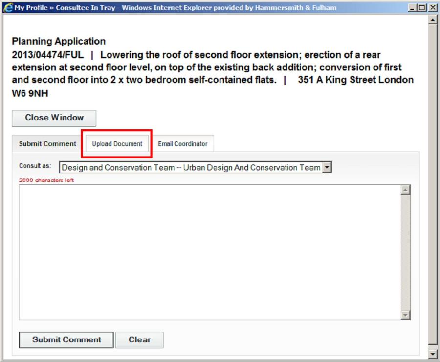 Uploading documents on planning applications