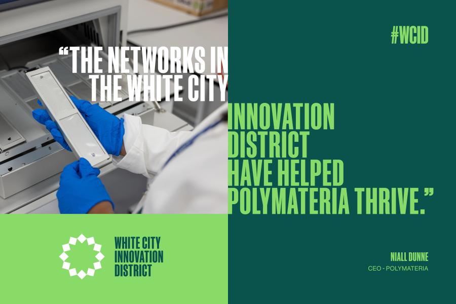 The networks in the White City Innovation District have helped Polymateria thrive. Niall Dunne - CEO of Polymateria